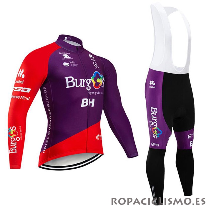 2020 Maillot Burgos Bh Tirantes Mangas Largas Violeta Rojo